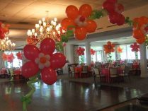 Decoración con globos de flores 